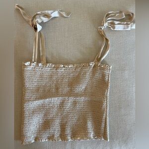 Reformation, 100% Silk, Pina Top, Gold/Cream, size Medium